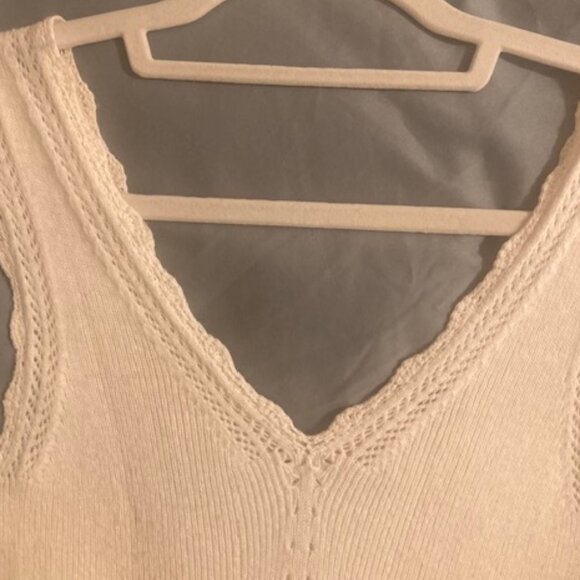 Anthropologie Knitted & Knotted Cream Sweater Sleeveless Boho Size S - Picture 3 of 11